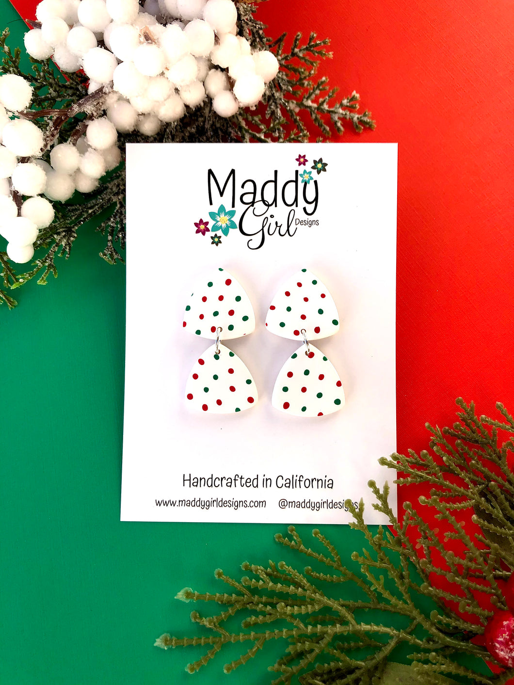 Candy Cane Crush Midi Dangle Rounded Triangle Lots of Dots