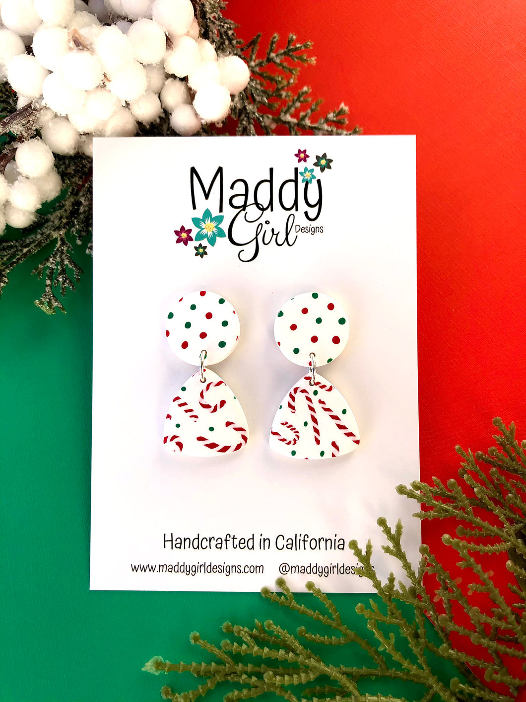 Candy Cane Crush Midi Dangle Circle Dots and Candy Canes