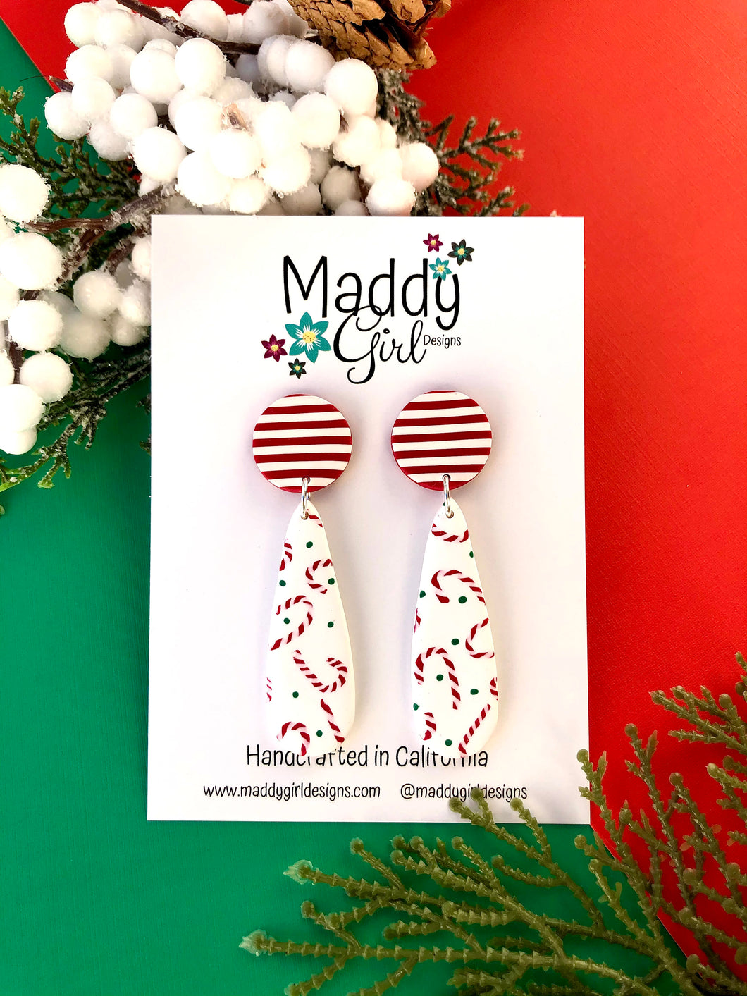 Candy Cane Crush Long Dangles Stripes and Canes