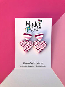 Striped Quilted Heart Dangles