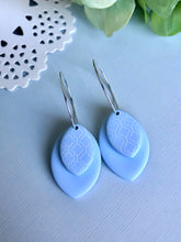 Load image into Gallery viewer, April Showers Blue Double Leaf Hoop Dangles No. 5
