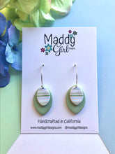 Load image into Gallery viewer, April Showers Sage Striped Hoop Dangles No.1
