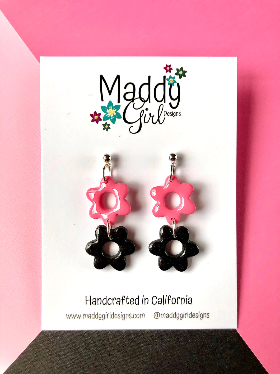 Daisy Dangle Double (Pink Punch & Black)