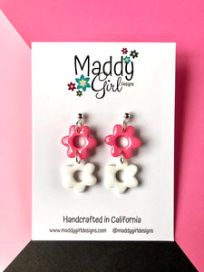 Daisy Dangle Double (Pink Punch & White)